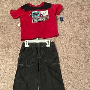 NWT sz 2T boys 2 pc rock out guitar shirt & jeans